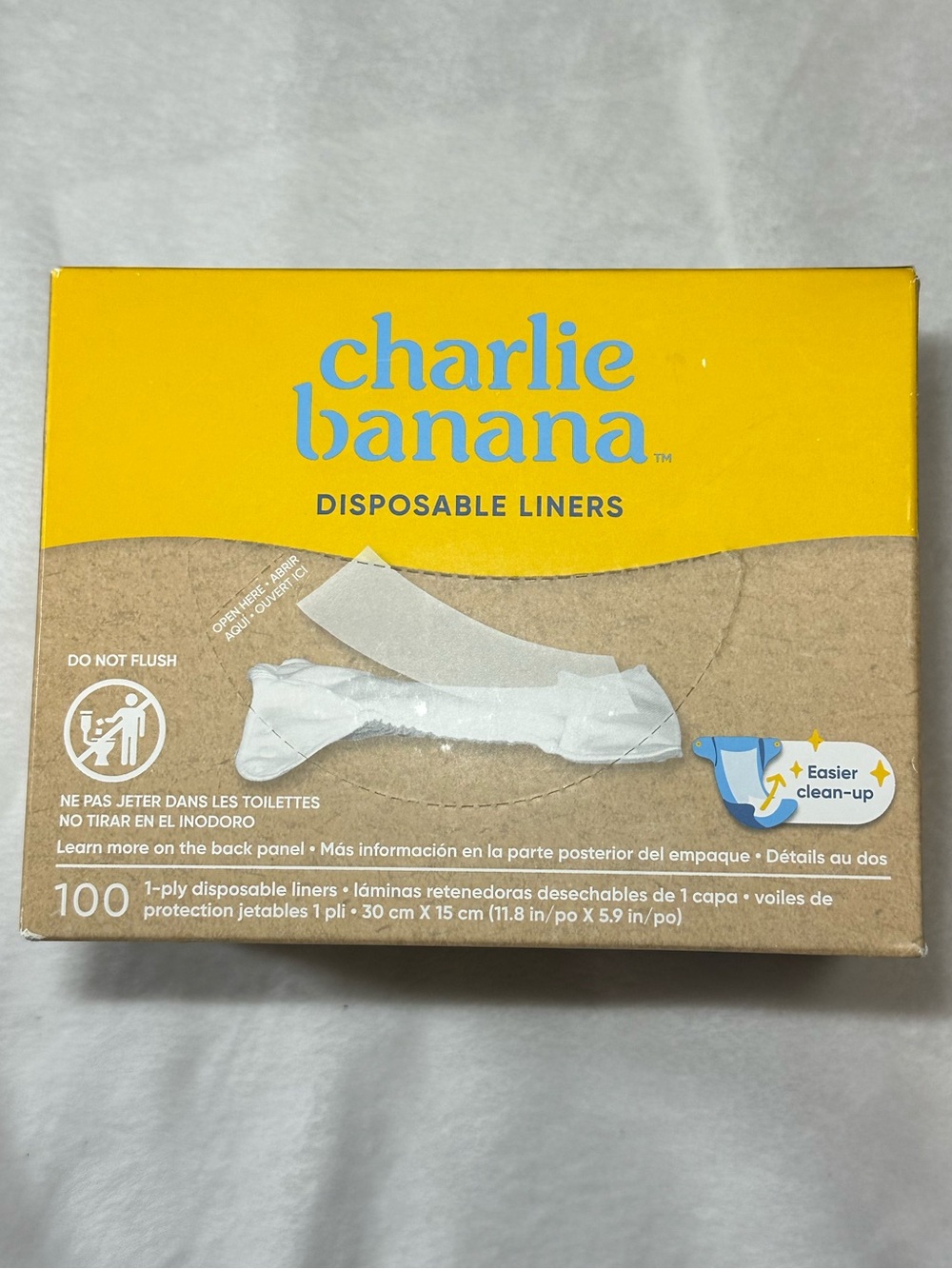 Charlie Banana Disposable Diaper Liners 1-Ply 100 Count Cloth Diapering